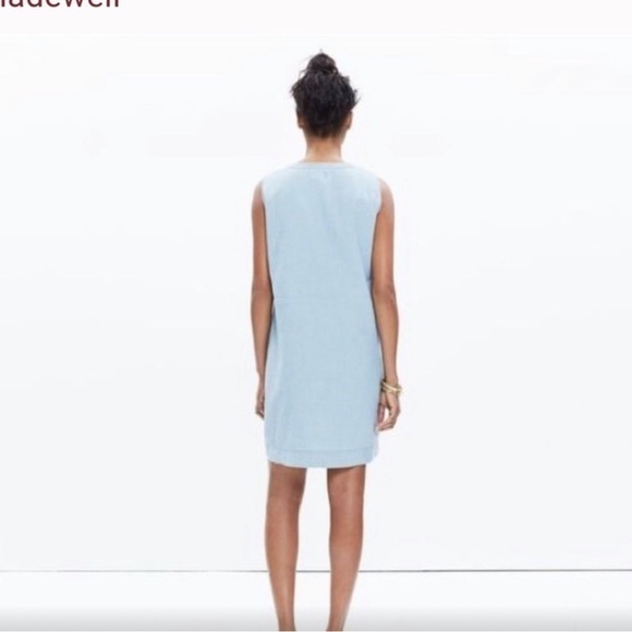 Madewell Chambroy Lace Up Neck Dress Size Medium - Picture 2 of 8